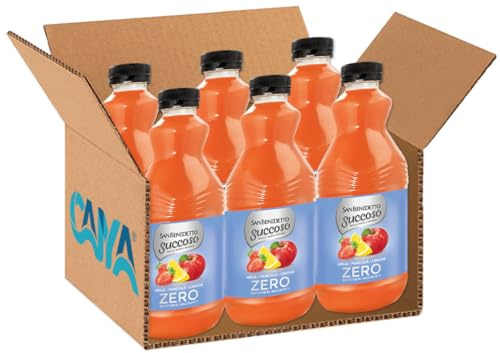 Succoso Zero MELA, FRAGOLA e LIMONE, Succo di Frutta Senza Zuccheri Aggiunti 900ml (2025) [BOX con 6 Bottiglie]