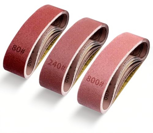 VOBOR Nastri Abrasivi 30x330mm, 30Pcs (Grana 80/240/800 Mixpack), Ossido di Alluminio, Levigare, Limare, Affilare e Rimuovere Vernice per Levigatrice a Nastro