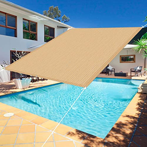 Stort 9 x 9 m UV-skydd 95 % solskyddssegel för utomhusjacuzzi, trädgård, uteplats, enkel installation, gratis rep ingår, beige färg, perfekt för avkoppling och skydd