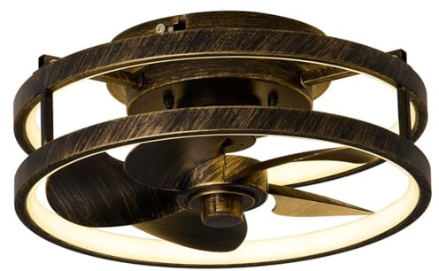 Ventilador de techo vintage, ventilador de techo LED regulable con control remoto, luz de techo silenciosa para cocina, diseño retro para decoración del hogar