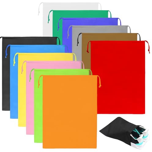 12Pcs Drawstring Shoe Bags, Portable Non-Woven Shoe Packing Clothes Bag