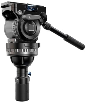 Gimbal Head, Cabezal fluido de vídeo con base plana y mango ajustable, liberación rápida