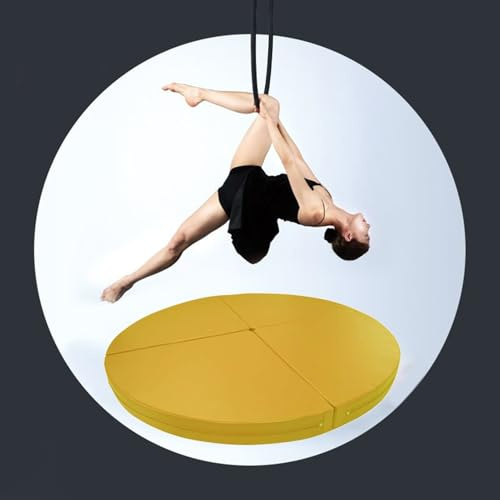 Sicherheitsmatte für Lyra-Hoop-Reifen aus Metall, verdickte Sicherheitsmatte für Aerial Yoga/Pole Dance, faltbare Fitnessmatte für Erwachsene und Kinder (Schwarz, 150 cm x 5 cm (59 x 2)) (Gelb,