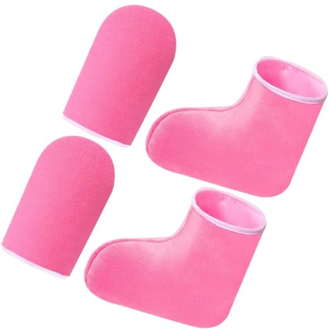 Toyvian Kit de Bain la Paraffine Chauffant pour Mains et Pieds, Moufles et Pantoufles en Coton Thermorétenteurs, Soin Hydratant Professionnel pour Pédicure et Manucure, de Paraffine Spa