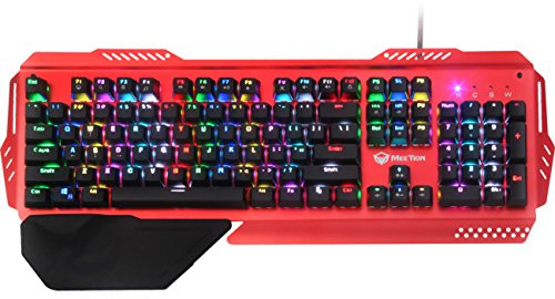 meetion tastiera Meccanico Gaming TKL spagnolo Ñ con retroilluminazione a LED RGB regolabile, Blue Switch Anti-Ghosting cavo 1,80
