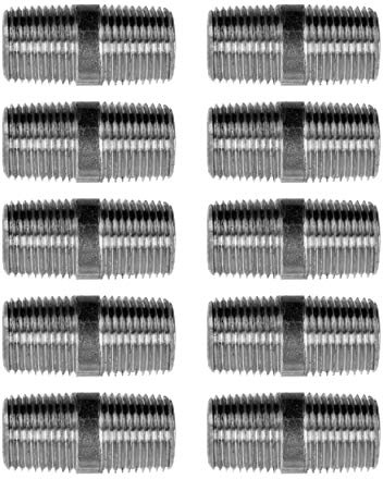 PIPE DÉCOR 1/2 x 1.5 Malleable Cast Iron Pipe Nipple, Pre Cut Connectors, Industrial Steel Grey Fits Standard Half Inch Black Threaded Pipes Nipples and Fittings, Vintage DIY Furniture, 10 Pack