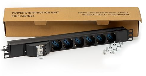 Multiprise Alimentation pour Rack 19 avec 6 Prises Schuko magnétique, câble 3 m