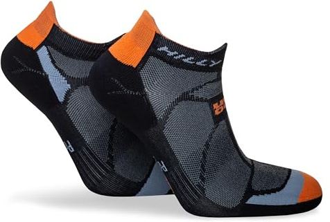 Hilly Unisex Marathon Fresh - Socklet Min Cushioning, Running Sock, Black/Orange, L UK