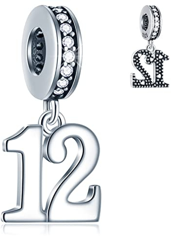 Abalorios colgantes de cumpleaños de 12 años para pulsera de mujer Pandora, cuentas colgantes de plata de ley 925 con piedras de nacimiento, regalo de cumpleaños número 12 para amigos/hermana/niño