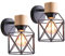 iDEGU 2 Piezas Lámparas de Pared Vintage 15CM Aplique Pared Interior de Madera y Metal Industrial Diseño de Jaula Ajustable Iluminación E27 Luz de Techo para Dormitorio Pasillo Salón Café (Negro)