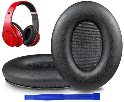 SOULWIT® Professionelle Ersatz Ohrpolster für Monster Beats Studio 1.0 (1st Gen) Kopfhörer von Dr. DRE mit weichem Protein-Leder (Schwarz)