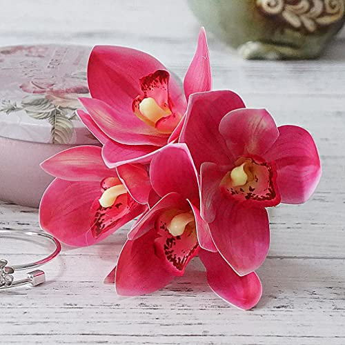 Equirider 4 Stück/Bündel weiße Orchidee Hochzeit Brautstrauß Latex künstliche Blumen Sammelalbum künstliche Hausdekoration