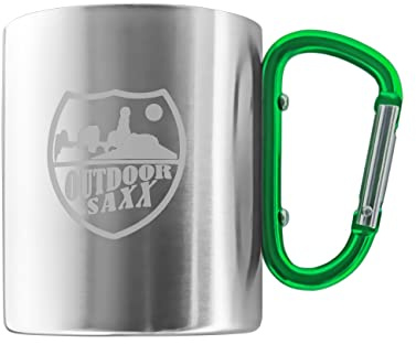 OutdoorSaxx Gobelet en acier inoxydable avec poignée à mousqueton avec gravure laser