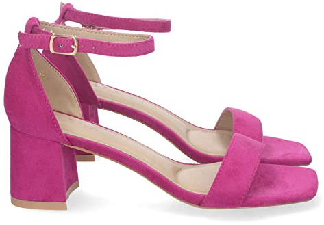 shoes&blues.es 71431 Sandalia de Tacon para Mujer, Comoda, con Pala Fina, y Cierre Ankle Strap de Hebilla, Primavera Verano 2023 Lila Talla 36