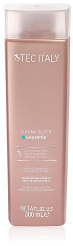 Tec Italy Lumina Silver Shampoo for Gray White Hair Brightening Anti Yellow Toning Shampoo Boosts Shine Hydration Color Care Gentle Cleanser Anti Brass Daily Use Lightweight Formula 10.14 fl oz Size