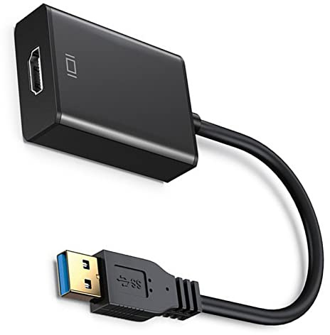 Adattatore da USB a HDMI, Convertitore Adattatore Display da USB 3.0 a HDMI per Laptop, PC, Monitor, Proiettore, Trasmissione Super Speed ​​5Gbps, Risoluzione 1920x1080 (Nero)