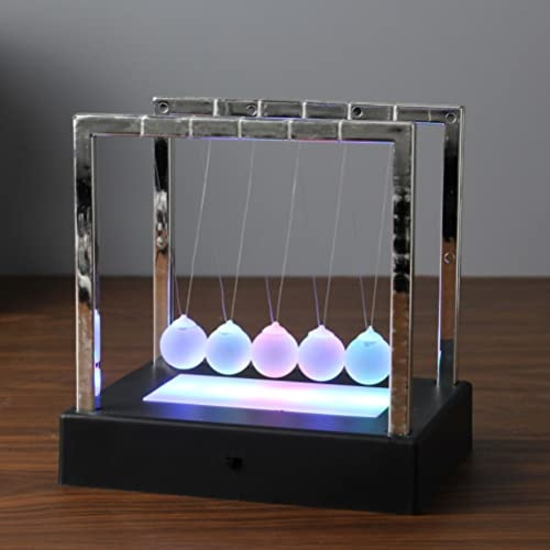 Newton's LED Luminous Pendulum Balls,Newton's Balance Swing Ball,Glass Balls Desk Ornaments