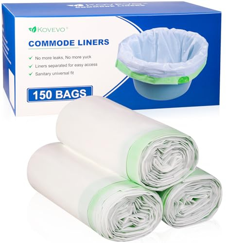 150 Pcs Bedside Commode Liners for Potty Chair Liners Disposable Adult, Commode Bags, Portable Toilet Liners Fits All Standard Adult Commode Chairs Toilet Bucket Potty Bedpan in Medical Care