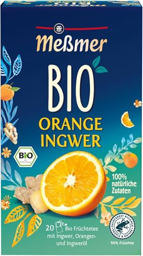Meßmer Bio Orange Ingwer | Verfeinert mit natürlichem Fruchtöl | 100% natürliche Zutaten | 20 Teebeutel | Vegan | Glutenfrei | Laktosefrei (Packung mit 5)