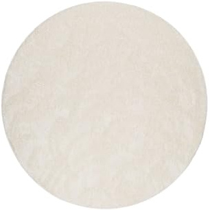 Wecon Home Flauschiger Esprit Hochflorteppich für Wohnzimmer, Schlafzimmer und Kinderzimmer - Swagger Shag (80 cm rund, Creme weiß)