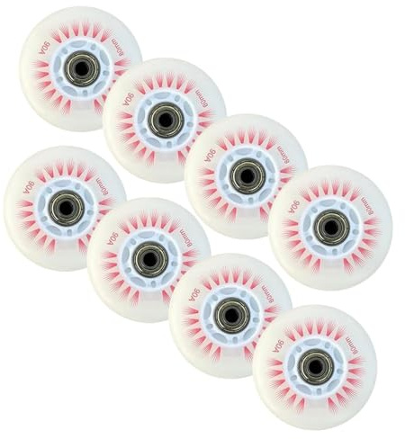 8er-Pack LED-Inline-Skate-Räder, langlebige 90A-Freestyle-Bremsräder, mit Lagerkern, Ersatz-Leuchtrolle für den Außenbereich,B,90mm