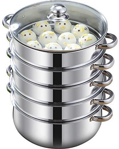 ANSNOW Thicken Steamer Stockpot 40Cm Three Floors Thicken Multipurpose Gas Induction Cooker Universal Cookware