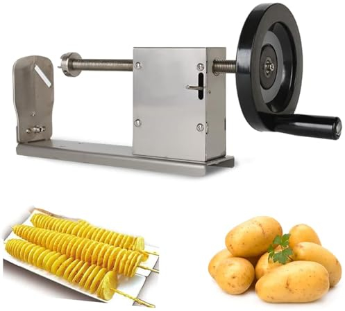 SMoonga Macchina Manuale per Patatine Fritte, taglierina a Spirale per Patate, affettatrice per Patate Tornado in Acciaio Inossidabile, taglierina per Patatine Tornado Tagliatrice per Patatine Fritte