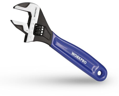 WORKPRO Schraubenschlüssel 150 mm Rollgabelschlüssel, Verstellbarer metrischer Einmaulschlüssel aus Cr-V Stahl und weichem Bi-Material-Griff