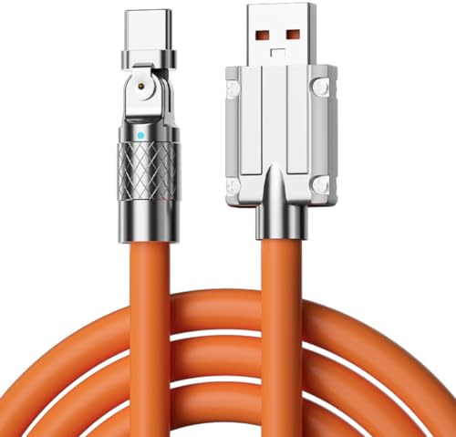 USB a USB-C Cargador Cable de Carga con Conector Giratorio 180° | 2 Metros | Carga Rápida PD3.1 120W | Para iPhone 15/Plus/Pro/Pro Max, Samsung Galaxy S23, Android