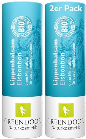 GREENDOOR 2er Set Lippenbalsam Eisbonbon natürlicher Lippenpflege-Stift plastikfrei, Natur Lippenbalm/Lip-Balm, Pflege für Lippen, Schutz gegen trockene Lippen mit Bio Jojobaöl (2)