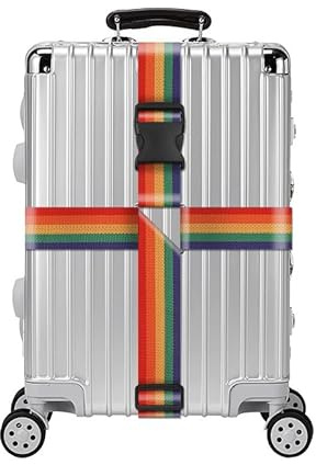 Koffergurt Kofferband Kreuzgurt Koffergurte Auffällig Kofferanhänger Flugreise mit Gepäckanhänger Koffer Band Koffer Gurtband (Regenbogenfarben)