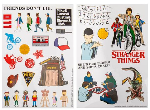 Cinereplicas Stranger Things - Autocollants Saison 1 - Set de 32 autocollants - Licence Officielle