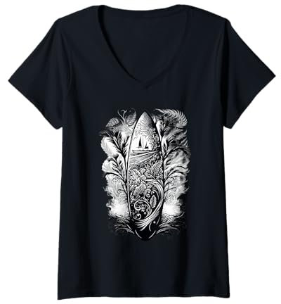 Damen Windsurfen Surfbrett Paddle Board für Surfer Boot Segeln T-Shirt mit V-Ausschnitt