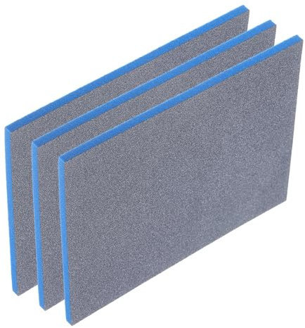sourcing map 3pcs Sanding Sponge Block, 800-1000 Grit Sanding Sponge Pad 140mm x 114mm x 5mm Soft Foam Wet Dry Hand Sander Block Sandpaper for Model Metal Wood Furniture Polishing