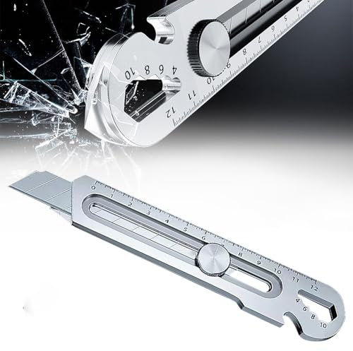 Cuttermesser Profi 18mm, Schweres Mehrzweck Gebrauchsmesser, Edelstahl Universalmesser, Multifunktionales Mehrzweck Robuste Teppichmesser Druckguss Cutter Messer (Silbrig, 1 Pcs)