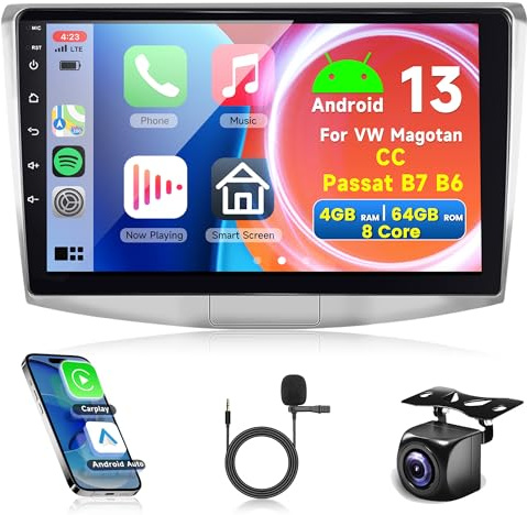 8-kärnig 4G+64G trådlös Carplay Android 13 bilradio 2 Din för VW Magotan/CC Passat B7/B6 2010-2015 10,1 tums bilradio med Android Auto Navigation GPS WIFI Mirror Link Bluetooth FM/RDS/EQ/SWC Backkamer