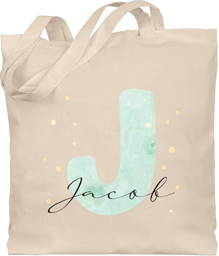 Geschenk mit Namen personalisiert by Shirtracer - Baumwolltasche - Anfangsbuchstabe Personalisierbar mit Namen | Geschenk mit Initialen | Initialbuchstabe und Name individuell kombinierbar