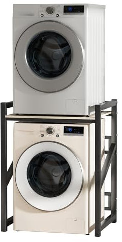 CUSROS Washer Dryer Stand Stacking Kit with Shelf, Over Washer and Dryer Shelf, Over the Washer Storage Rack with Countertop for Washing Machine, Tumble Dryer, Dishwasher 1
