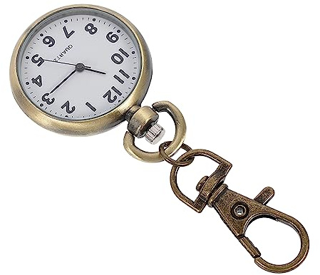 LIFKOME Krankenschwester Uhr als Taschenuhr mit Schlüsselanhänger Goldfarbene Legierung Glas Leicht Abzulesen für Medizinische Einsätze und Prüfungen