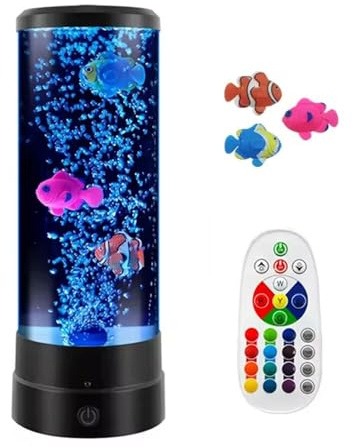 LED Bubble Fisch Lampe Säule, Aquarium Lavalampen Fischlampe, Schwarz | RGB Lava Lamp mit Fernbedienung, 16 Farben Und 4 Modi Lavalampe Kinder, für Büro, Zuhause, Geschenke