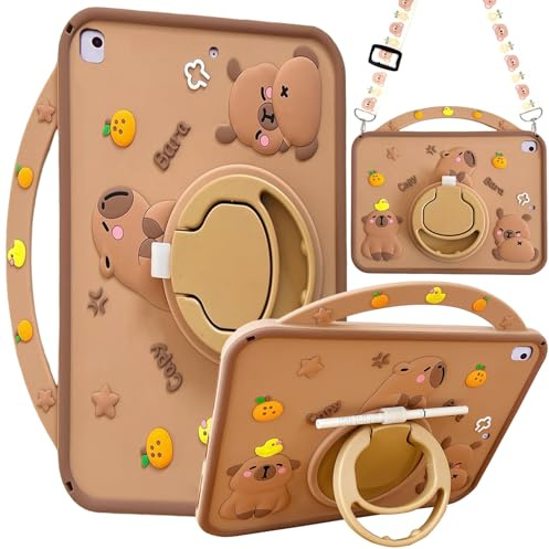 A-BEAUTY Barnfodral Kompatibelt med iPad 9:e/8:e/7:e Generationen 10,2 Tum 2021/2020/2019 / Air 10.5 (3:e Gen 2019) / Pro 10,5 Tum 2017, Capybara