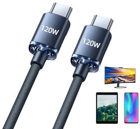 Generico Cavo splitter USB C - cavo di ricarica con filo C USB C, doppio caricabatterie C, cavo di ricarica rapida, caricatore multiplo di tipo C intrecciato per trasferimento di dati