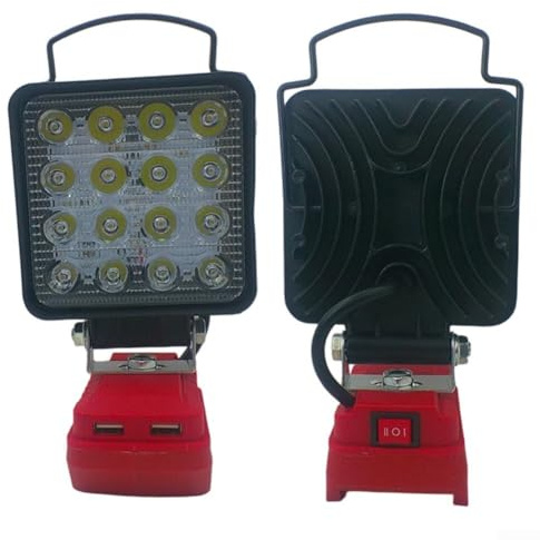 Niceminiwall Luz LED de trabajo al aire libre giratoria 330 grados portátil lámpara de camping con gancho compatible con Einhell 4511396 4511437 18V batería protección de bajo voltaje