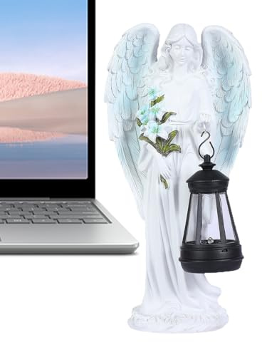 Lampe Solaire en Forme d'ange – Petite Figurine de Paysage en résine résistante aux intempéries – Sculpture d'ange pour Noël, Jardin, terrasse, Porche, aménagement paysager, Tombe