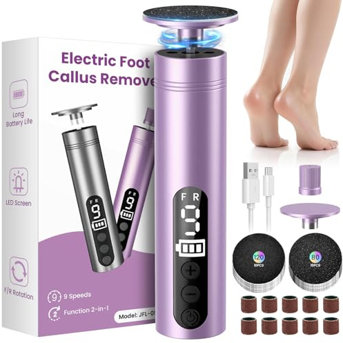 PALATALA Lima Pies Electrica Durezas, 2 en 1 Pedicura Profesional Quita Durezas para Pies, Lima Electrica pies con 2 Cabezales, Limador de durezas pie Eliminar Electrico Recargable Removedor de Callos