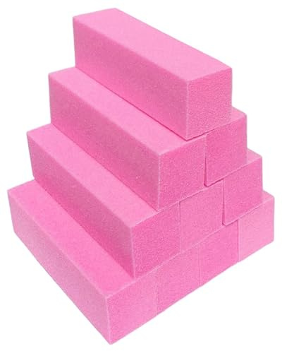 20PCS Nail Buffer Block for Acrylic and Natural Nails, 120 Grit Nail Sanding Buffers for Gel Nails Fingernail Shine Buffing Filer Set, Professional Manicure Polisher Buffer Bulk Medium Grit (Pink)