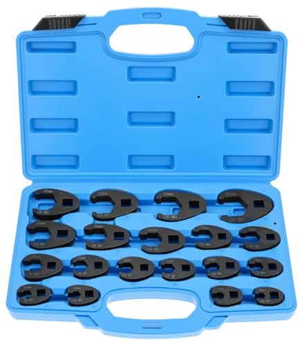 QWORK® Jeu de 19 ensemble de clés, entraînement extérieur carré 3/8 1/2, clés métriques 8-32mm chrome molybdène