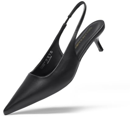 DREAM PAIRS Women's Kitten Slingback Low Closed Heels | 1.77 Comfortable Pumps Pointed Toe Wedding Party Elegant Business Casual Work Dress Shoes