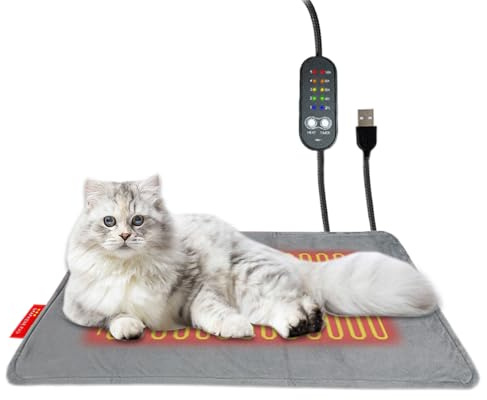dzqad Cuscinetto Riscaldante Per Gatti, 5 Livelli Di Temperatura E Timer Automatico, Tappetini Riscaldanti Per Gabbie Di Animali Domestici, per Uso Domestico