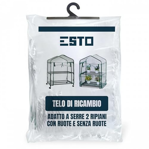 ESTO Serra da Balcone da Giardino, Corpo in Policarbonato e Telo in PVC Trasparente, Adatto per Colture Invernali, Copertura per Piante e Fiori (Telo Ricambio 2 Ripiani)